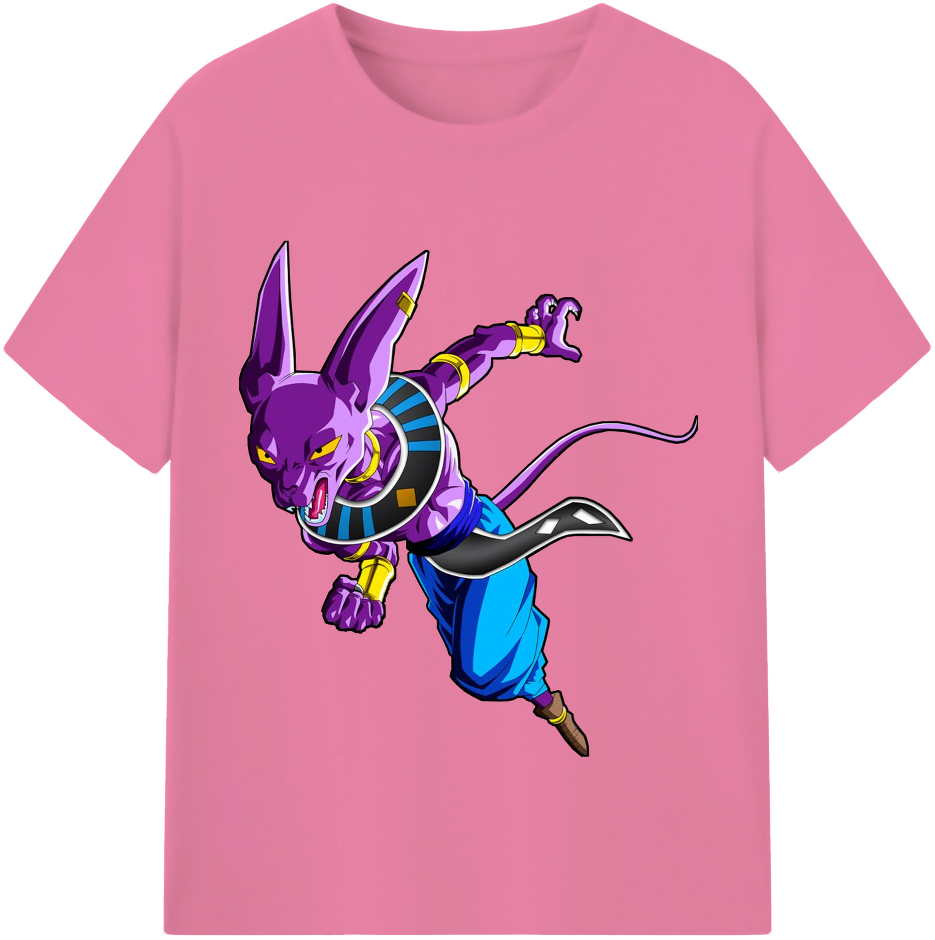 （画像用） ドラゴンボール ビルス 破壊神ビルス DRAGON BALL Beerus Birusu 綿100％半袖Tシャツ（フロントプリント）